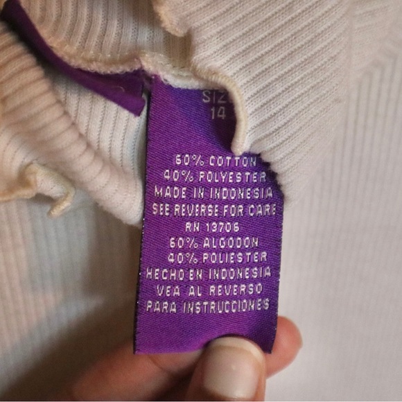 White Long Sleeve Turtleneck With Ruffles - Picture 3 of 6